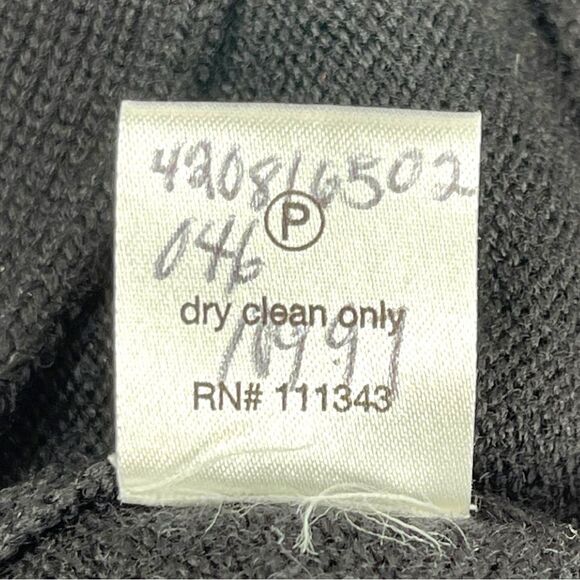 Adam Lippes Adam Plus Eve Black Wool Hooded V-Neck Sweater Size Medium - Picture 6 of 8